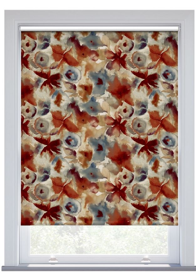 Harlequin Flores, Rust/Ruby/Nordic Blue Blackout Roller Blind