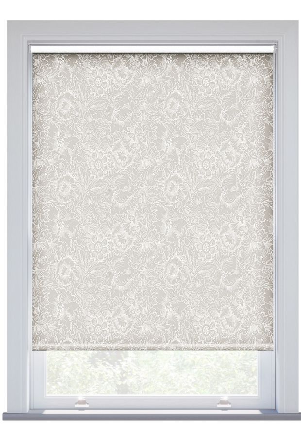 Morris & Co. Pure Poppy Embroidery Sheer White Roller Blind