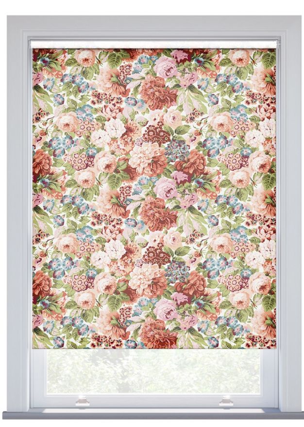 JL x Sanderson Rose & Peony, Alum/Peach Putty Roller Blind