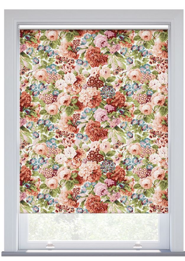 JL x Sanderson Rose & Peony, Alum/Peach Putty Blackout Roller Blind