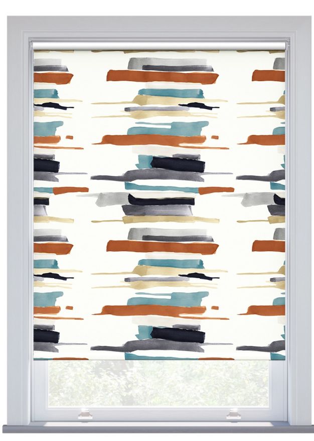 Harlequin Zeal Watercolour, Navy/Denim/Tan Blackout Roller Blind