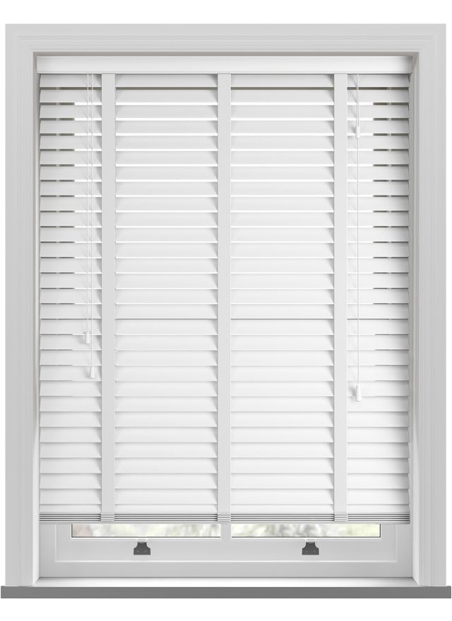 Bright White Taped Real Wood Blind