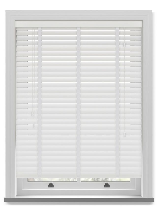 Off White Taped Faux Wood Blind