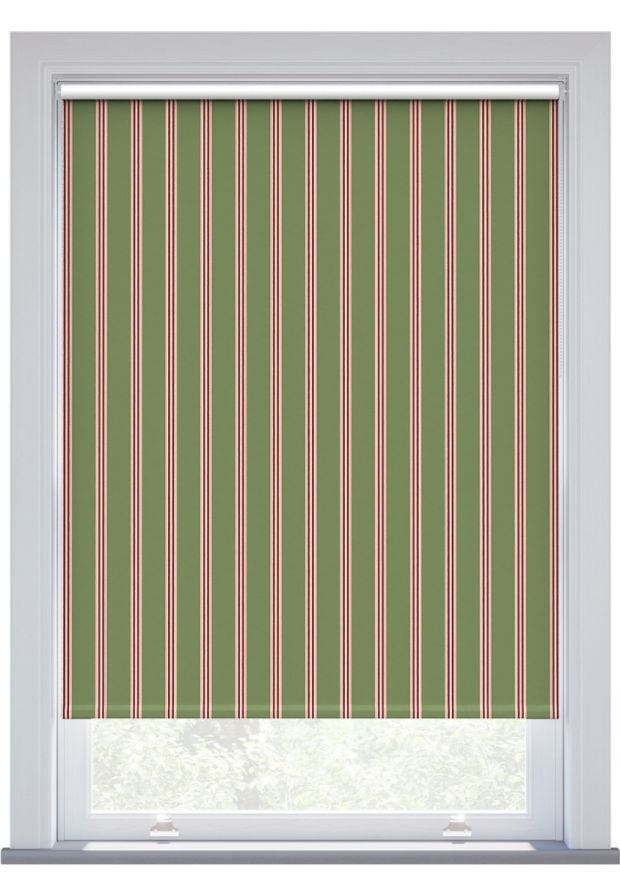 JL x Sanderson Arbre Stripe, Thyme Raspberry Blackout Roller Blind