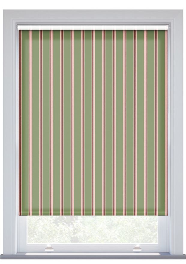 JL x Sanderson Arbre Stripe, Thyme Raspberry Roller Blind