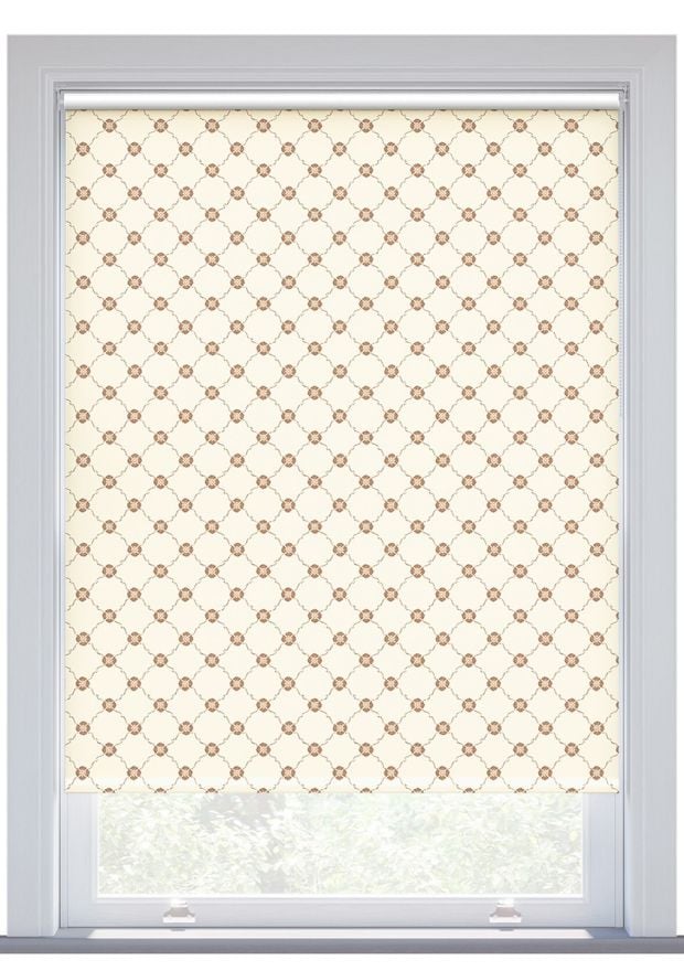 JL x Sanderson Barley Trellis, Linen Cocoa Blackout Roller Blind