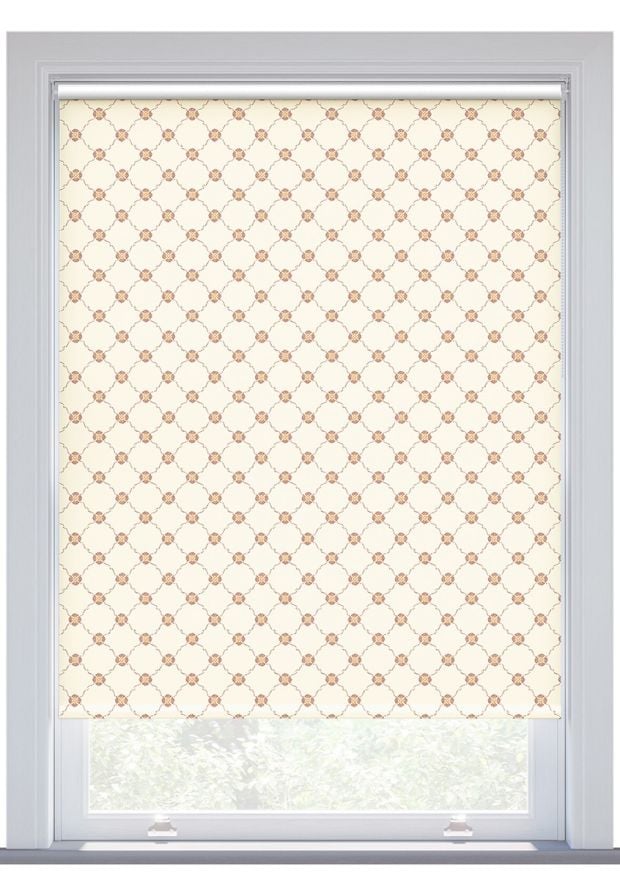 JL x Sanderson Barley Trellis, Linen Raspberry Blackout Roller Blind