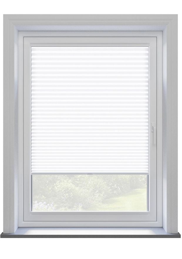 White Textured Clip On Pleated Blind 