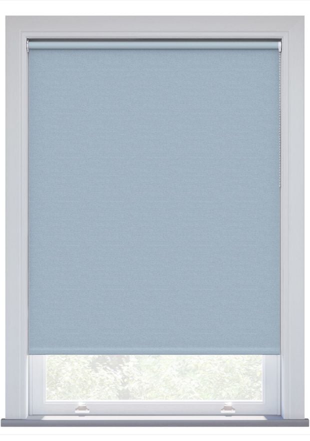 Sky Blue Linen Touch Blackout Twist Fit Roller Blind