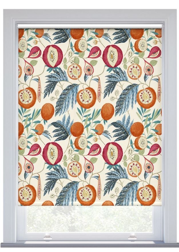 Sanderson Jackfruit, Indigo Rambutan Blackout Roller Blind