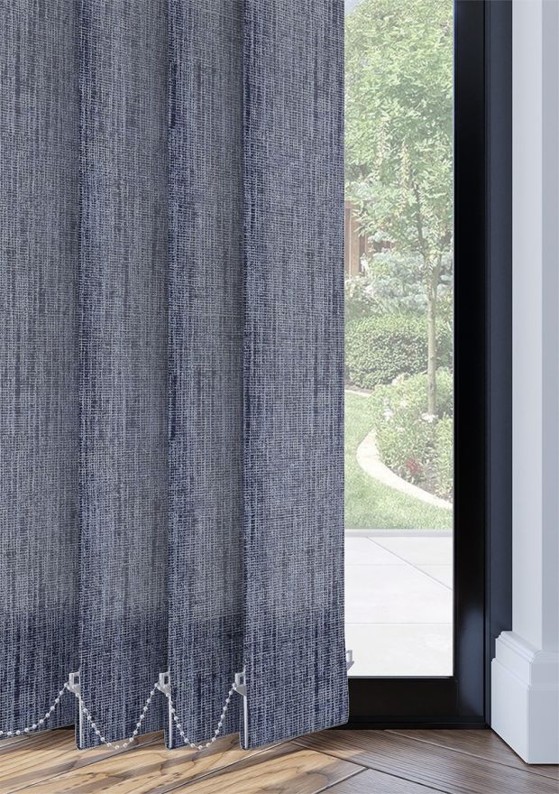Washed Denim Loose Weave Vertical Blind