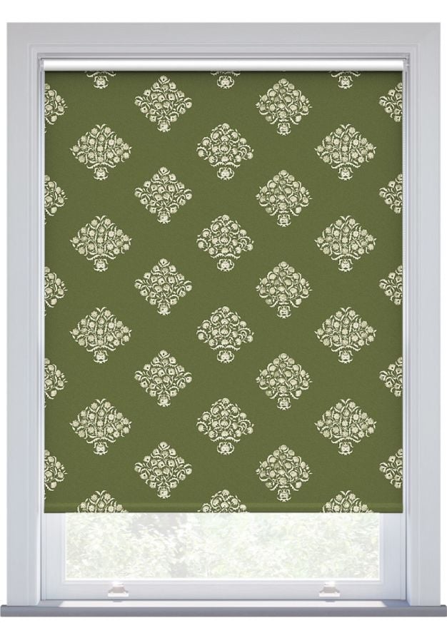 JL x Sanderson Ottoman Flowers Blackout, Forest Green Roller Blind
