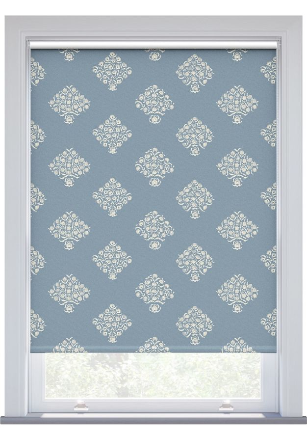 JL x Sanderson Ottoman Flowers Blackout, Dove Blue Roller Blind