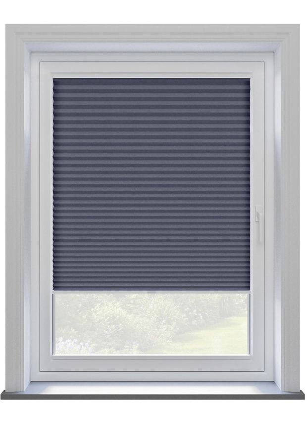 Navy Sheen Stick On Pleated Blind