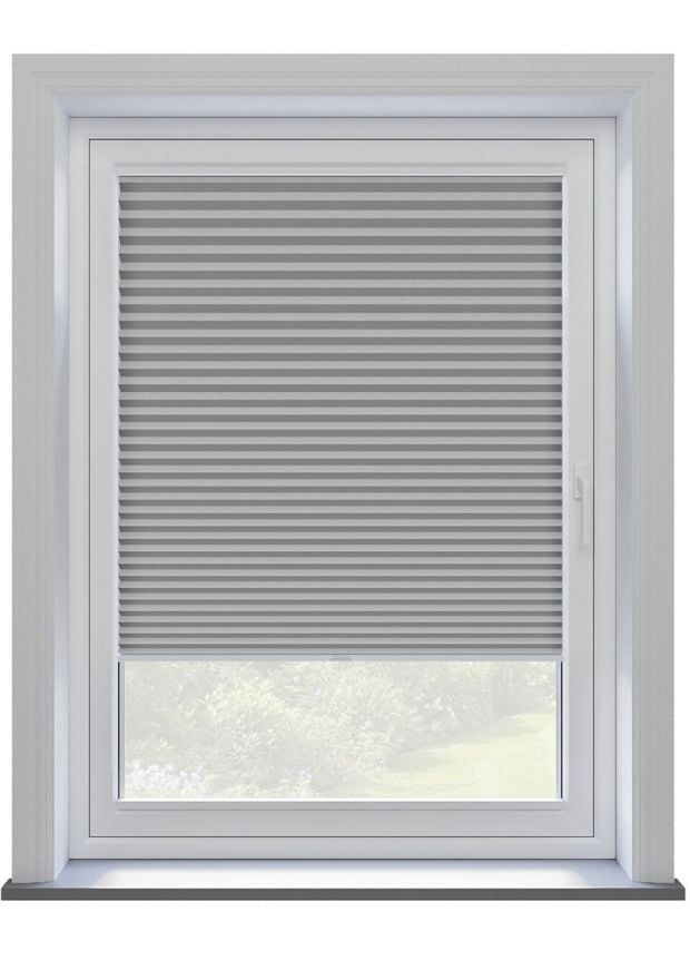 Silver Grey Textured Stick On Pleated Blind