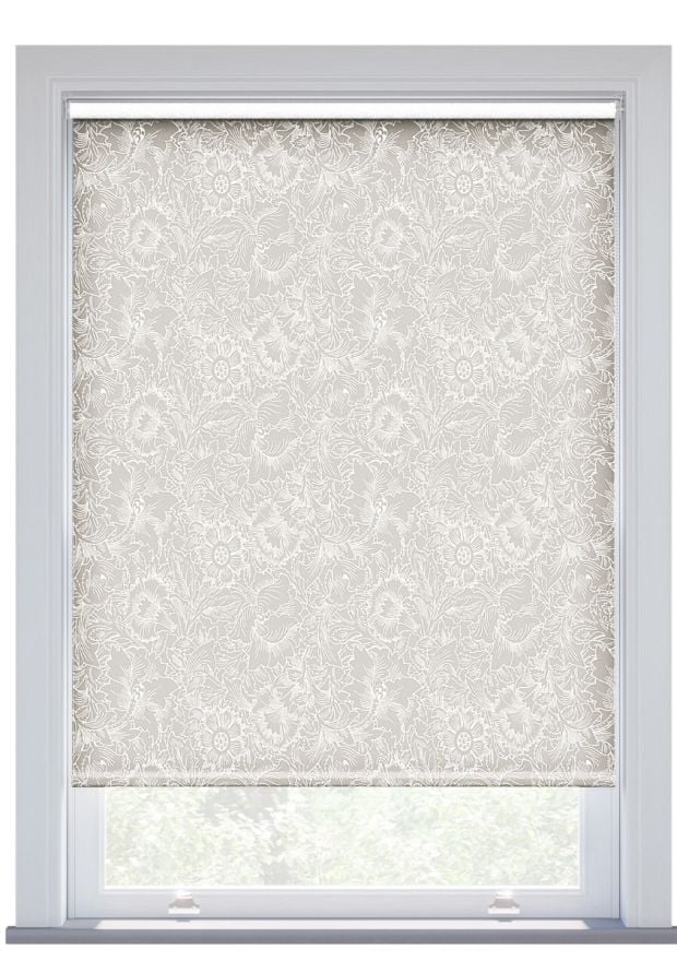 Morris & Co. Pure Poppy Embroidery Sheer White Roller Blind
