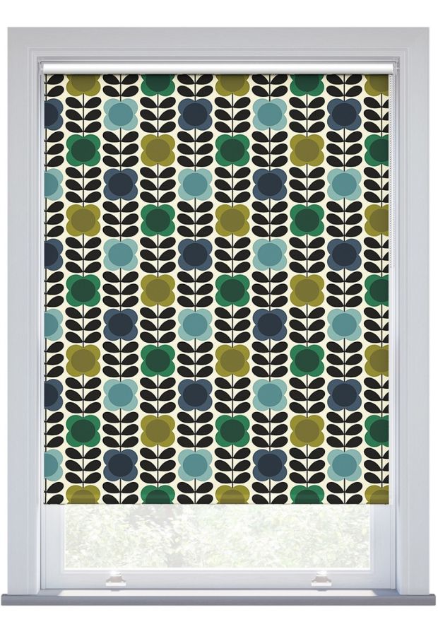 Orla Kiely Spot Flower Stem Blue Green Roller Blind