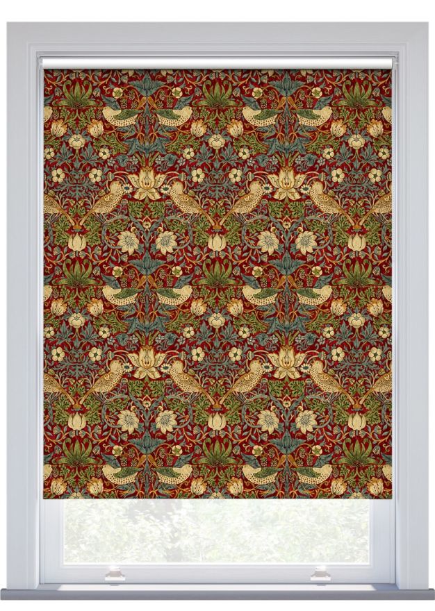 Morris & Co. Strawberry Thief Crimson Roller Blind