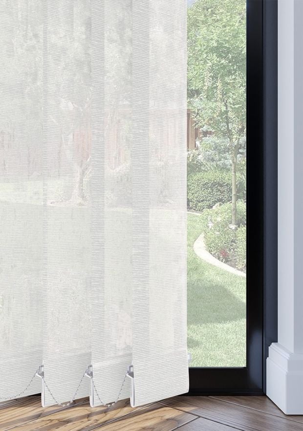 White Textured Stripe Vertical Blind
