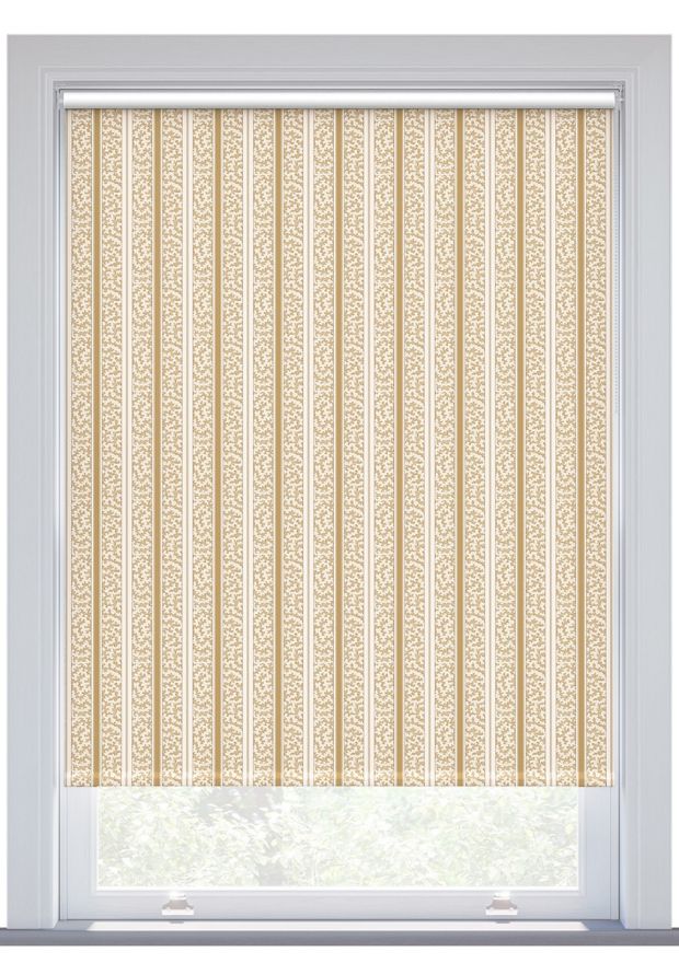 JL x Sanderson Truffle Stripe, Linen Ochre Blackout Roller Blind