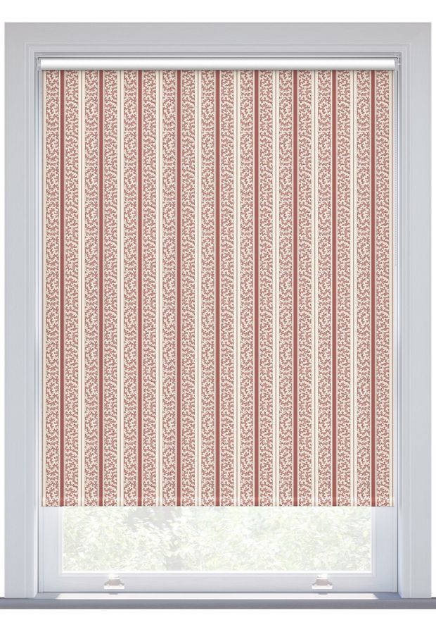 JL x Sanderson Truffle Stripe, Linen Raspberry Blackout Roller Blind 