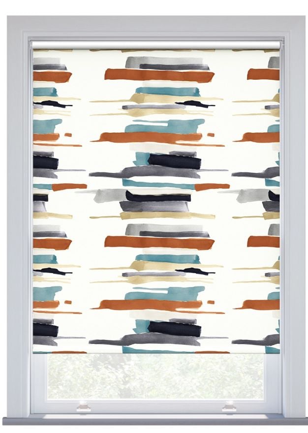 Harlequin Zeal Watercolour, Navy/Denim/Tan Blackout Roller Blind