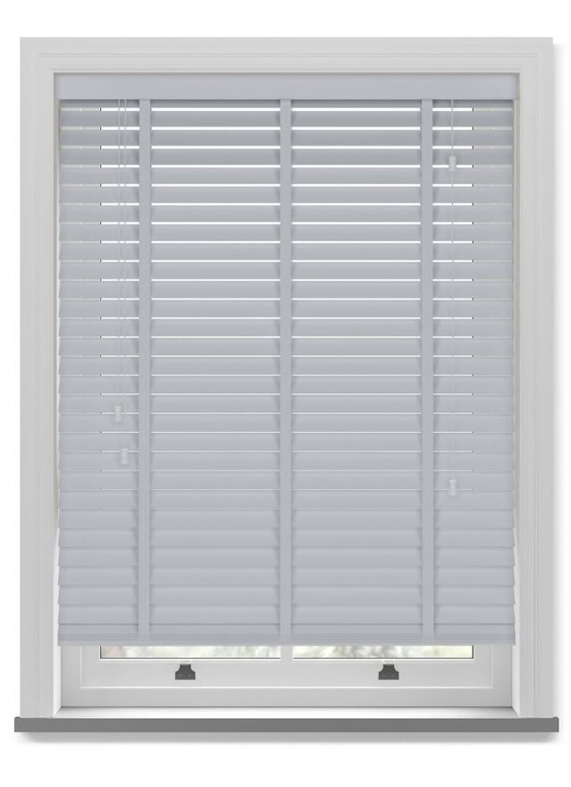Soft Grey Taped Faux Wood Blind