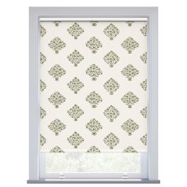 JL x Sanderson Ottoman Flowers Blackout, Olive Roller Blind