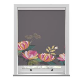 Sara Miller Peony Border Dark Grey Roller Blind