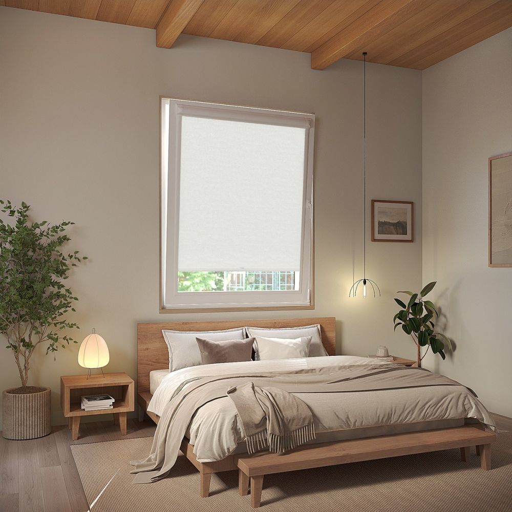 White Linen Touch Perfect Fit Roller Blind