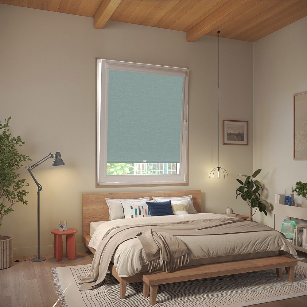 Pale Denim Linen Touch Blackout Perfect Fit Roller Blind