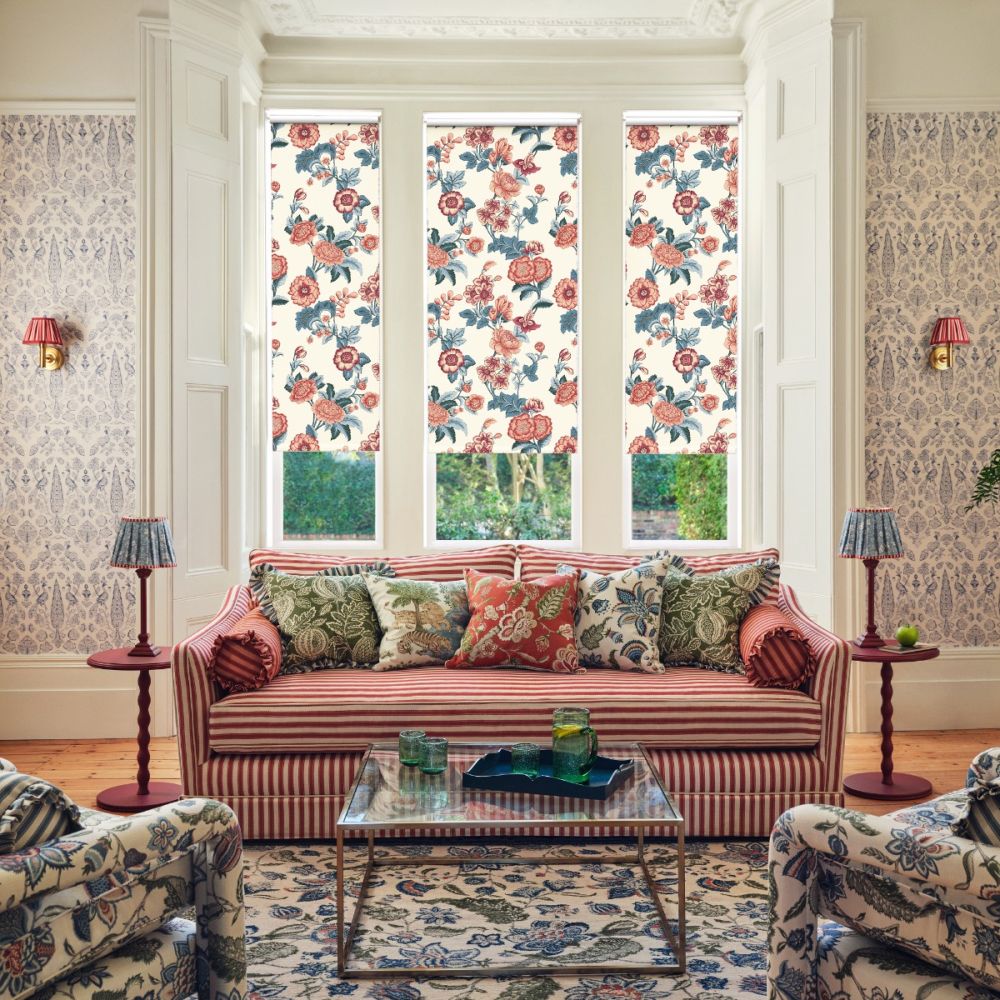 JL x Sanderson Boxwood, Alum/Indigo Blackout Roller Blind