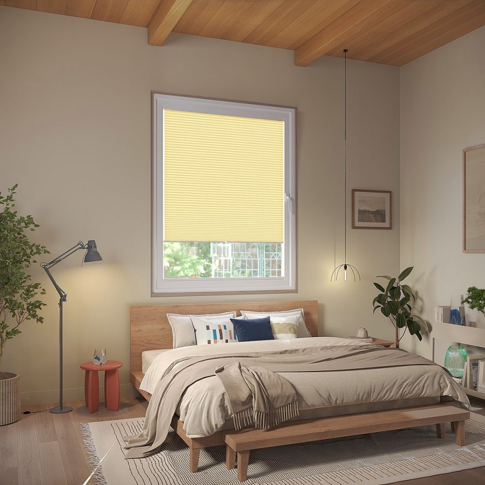 Lemon Sheen Stick On Pleated Blind