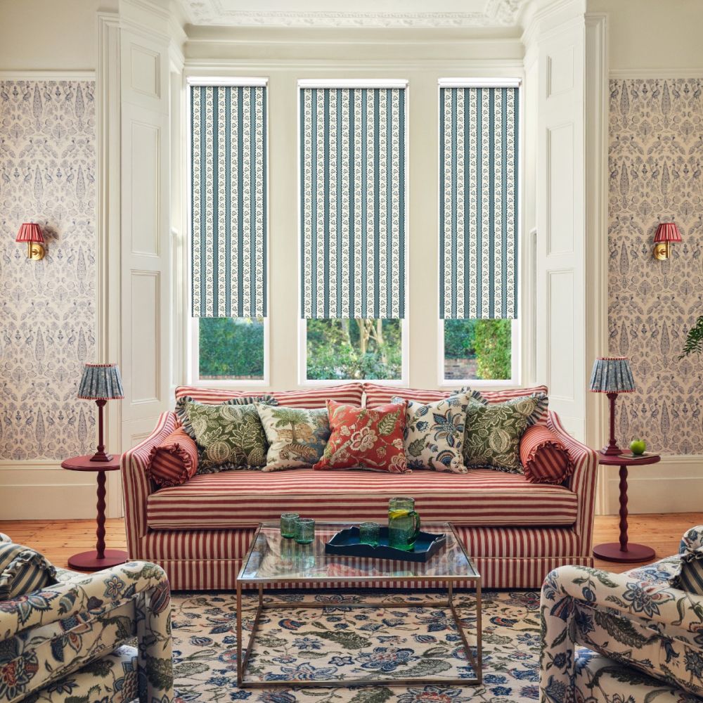 JL x Sanderson Frisk Stripe, Caneel Blackout Roller Blind