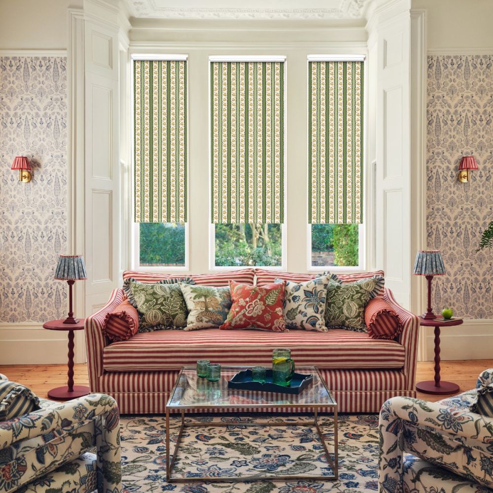 JL x Sanderson Frisk Stripe, Nettle Blackout Roller Blind