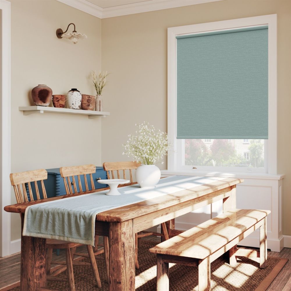 Pale Denim Linen Touch Blackout Electric Roller Blind