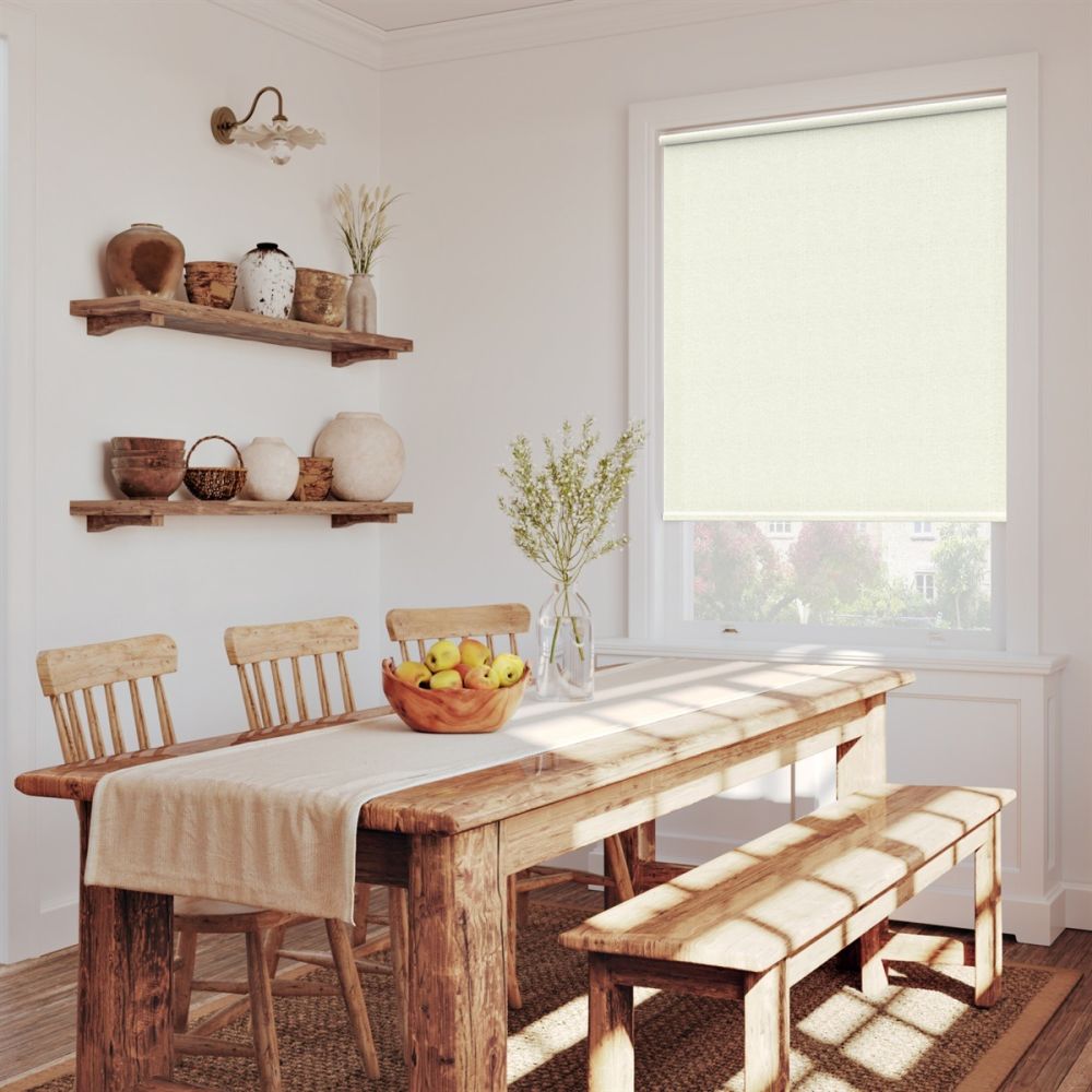 Pale Gold Loose Weave Electric Roller Blind