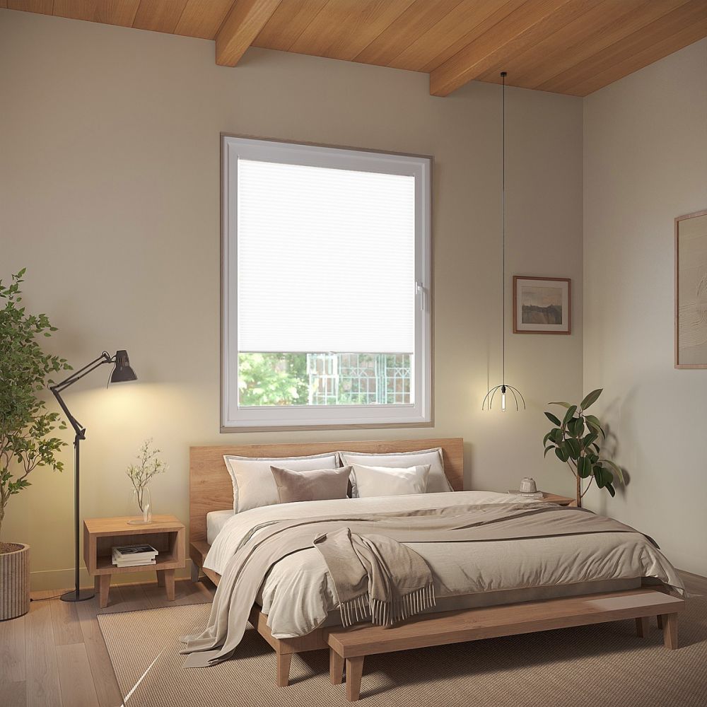 White Sheen Clip On Pleated Blind