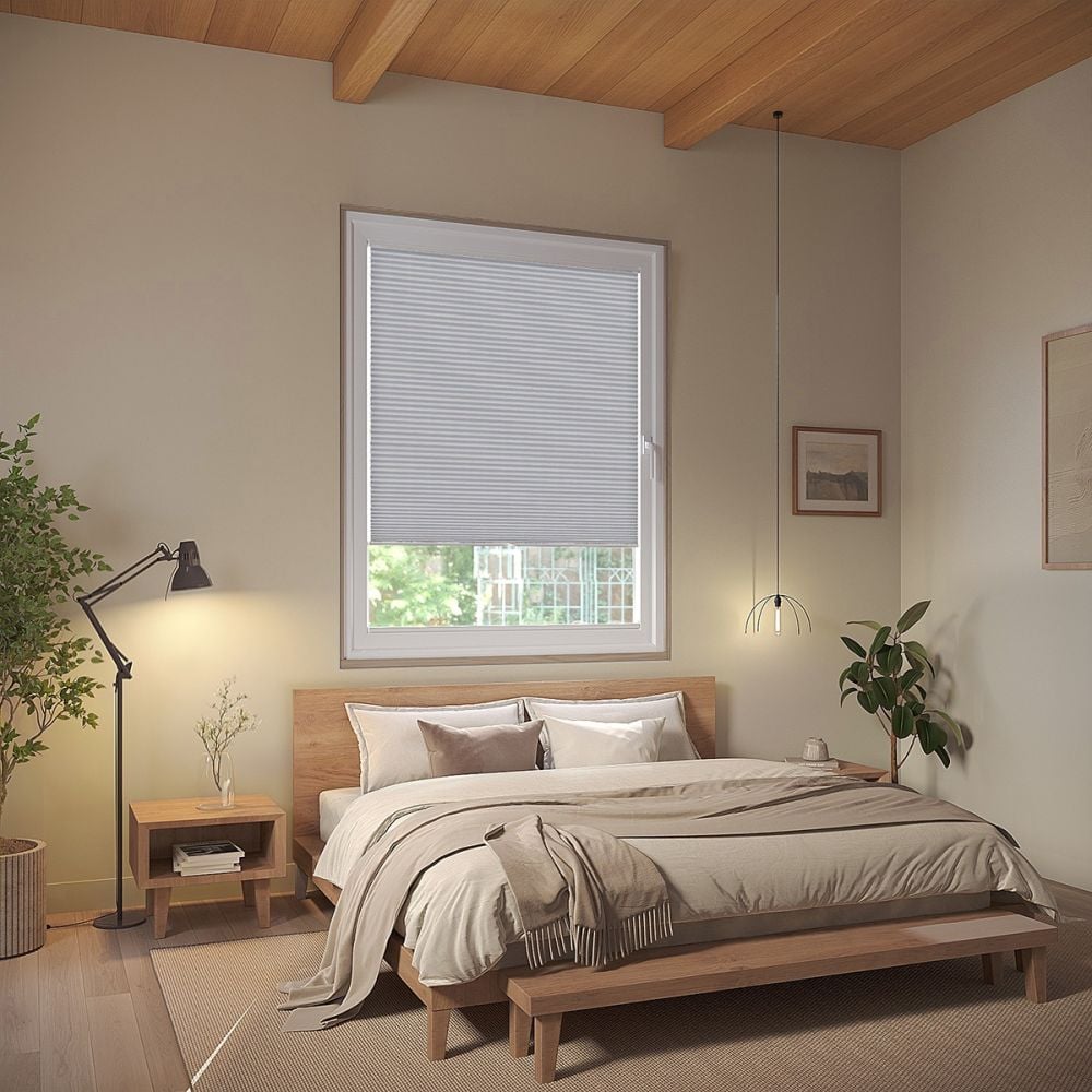 Light Grey Sheen Clip On Pleated Blind