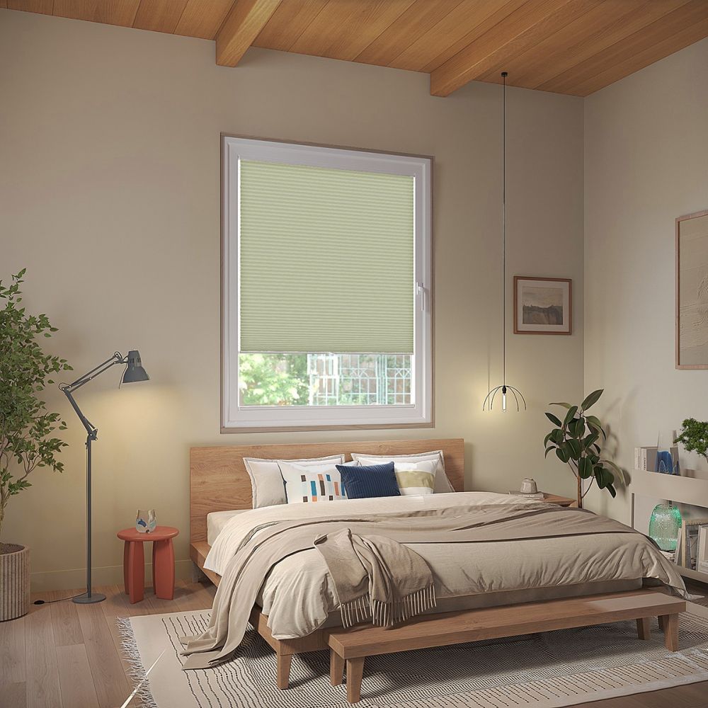 Moss Green Sheen Stick On Pleated Blind