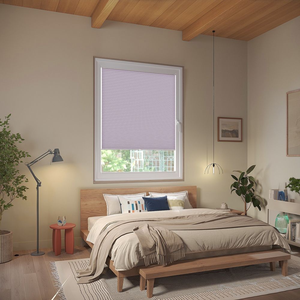 Lilac Sheen Stick On Pleated Blind
