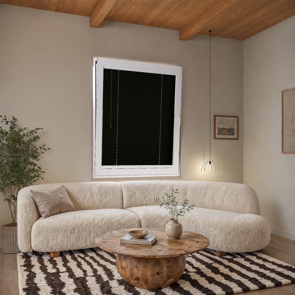 Gloss Black Stick On Aluminium Blind
