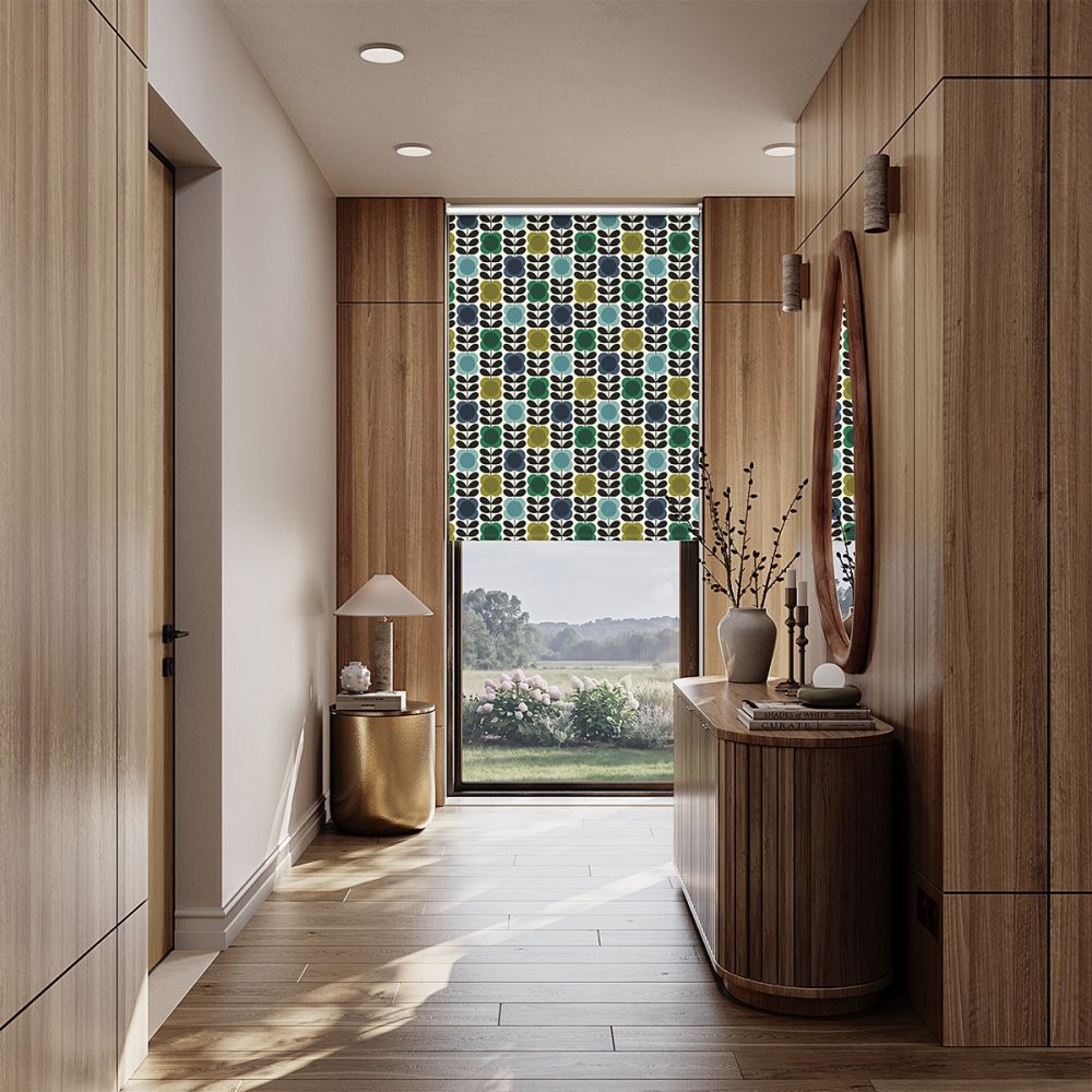 Orla Kiely Spot Flower Stem Blue Green Roller Blind