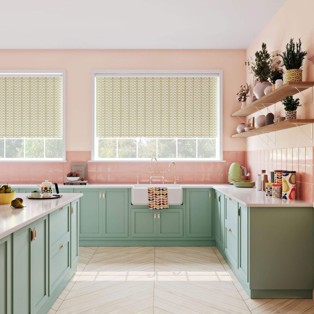 Orla Kiely Linear Stem Dark Grass Green Roller Blind